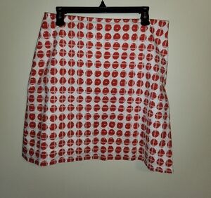 Worth Red and White Geometric Mini Skirt